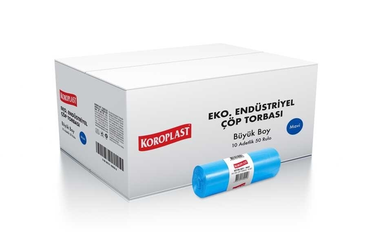 Koroplast Eko Endüstriyel Büyük Çöp Torbası 65x80 cm Mavi 50RL*10AD resmi