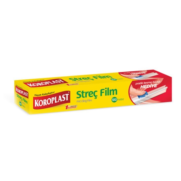 Koroplast Streç Film 30cmx100 mt ( Pratik Kesme Bıçağı Hediyeli Paket )*24 Adet resmi