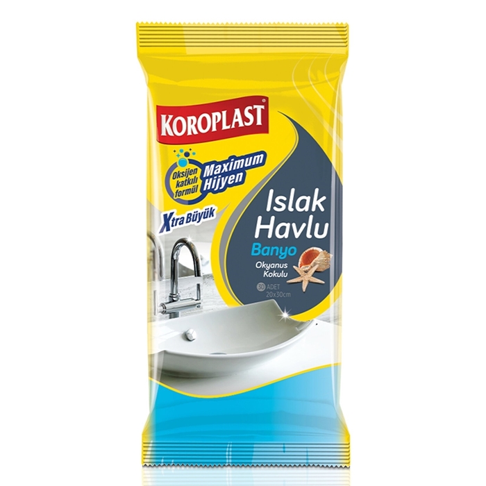 Koroplast Islak Havlu Çok Amaçlı Okyanus Kokulu 30'lu 12 Paket resmi