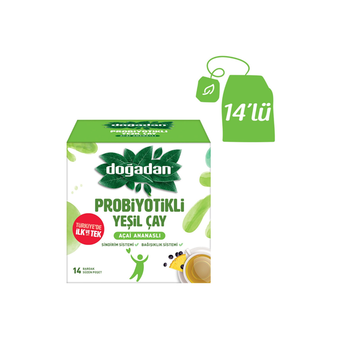 Doğadan Probiyotikli Yeşil Çay Acai Ananas 14'lü Paket 12'li Koli resmi
