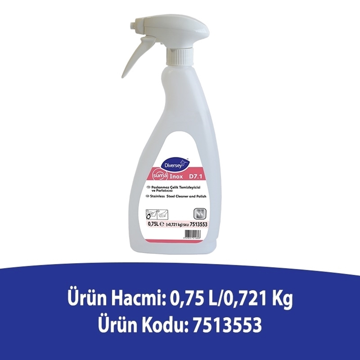 Diversey Suma Inox Classic D7.1 750 ml - Çelik Temizleyici ve Parlatıcı resmi