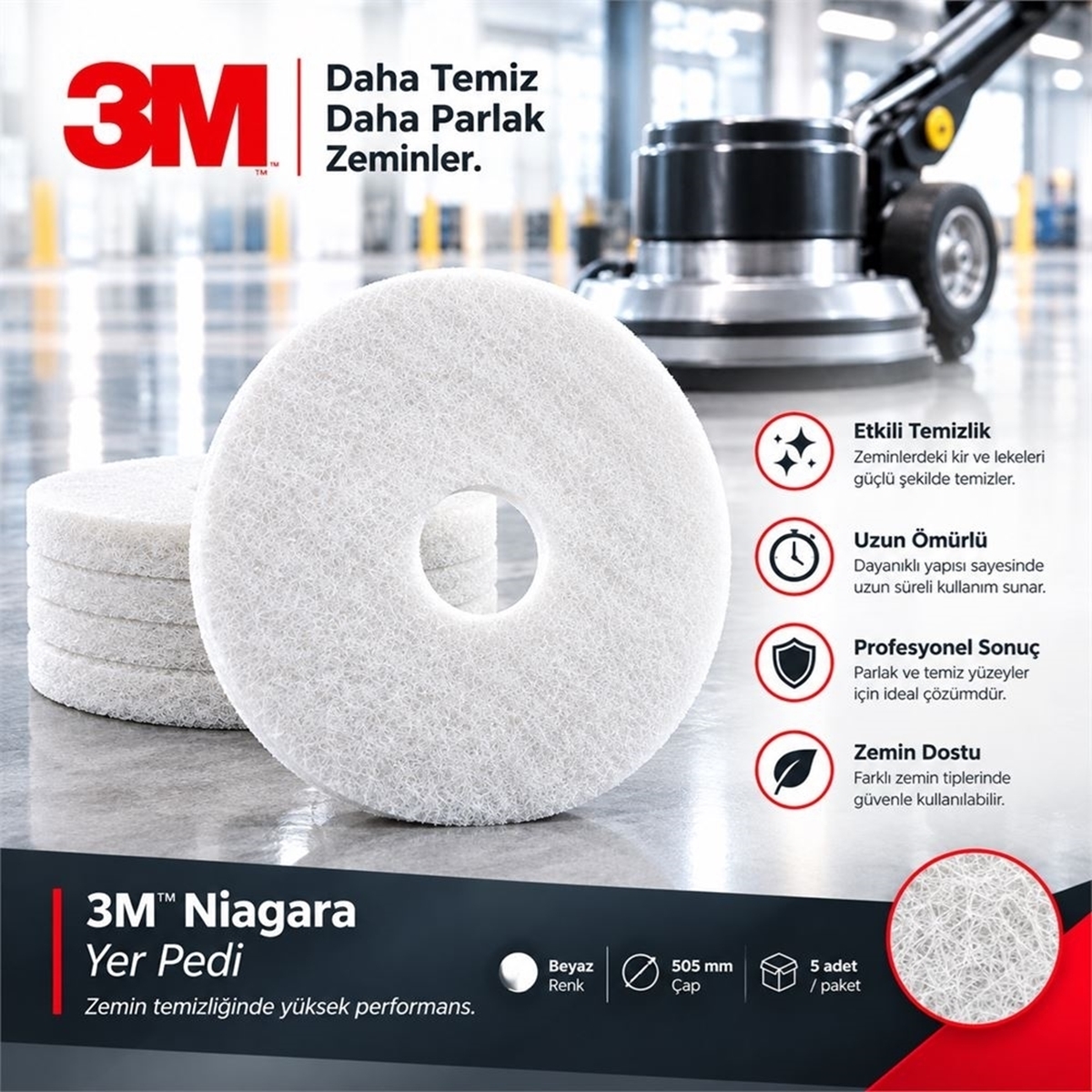 3M™ Niagara Yer Pedi Beyaz 51 cm 5adet/koli resmi