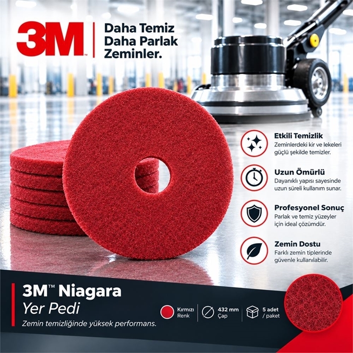 3M™ Niagara Yer Pedi  Kırmızı  43 cm 5adet/koli resmi