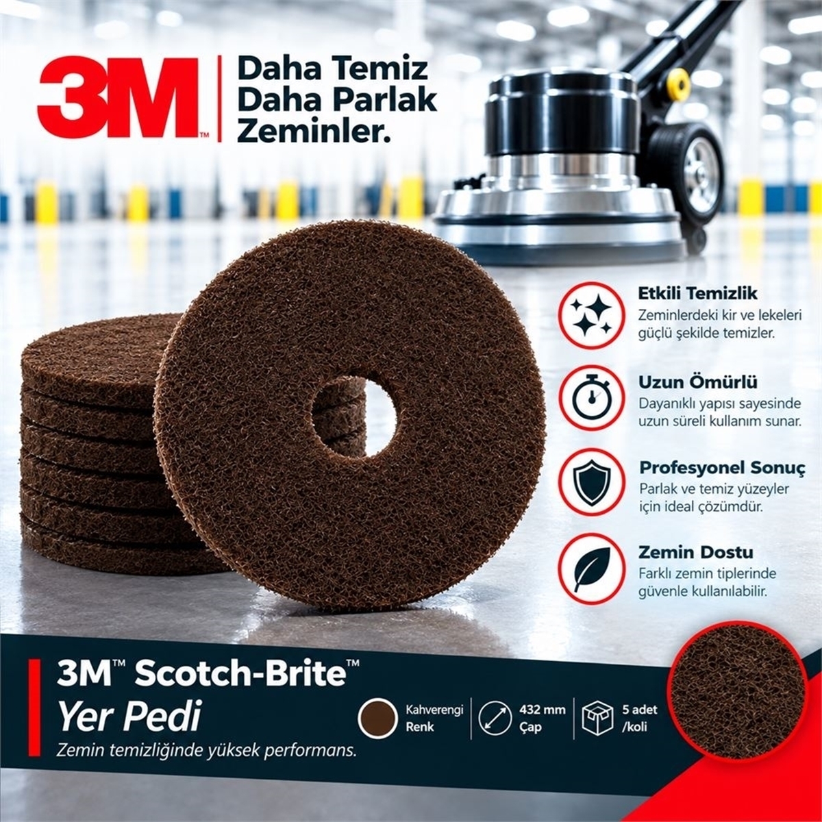 3M™ Scotch-Brite™ Yer Pedi Kahverengi 51 cm 5adet/koli resmi